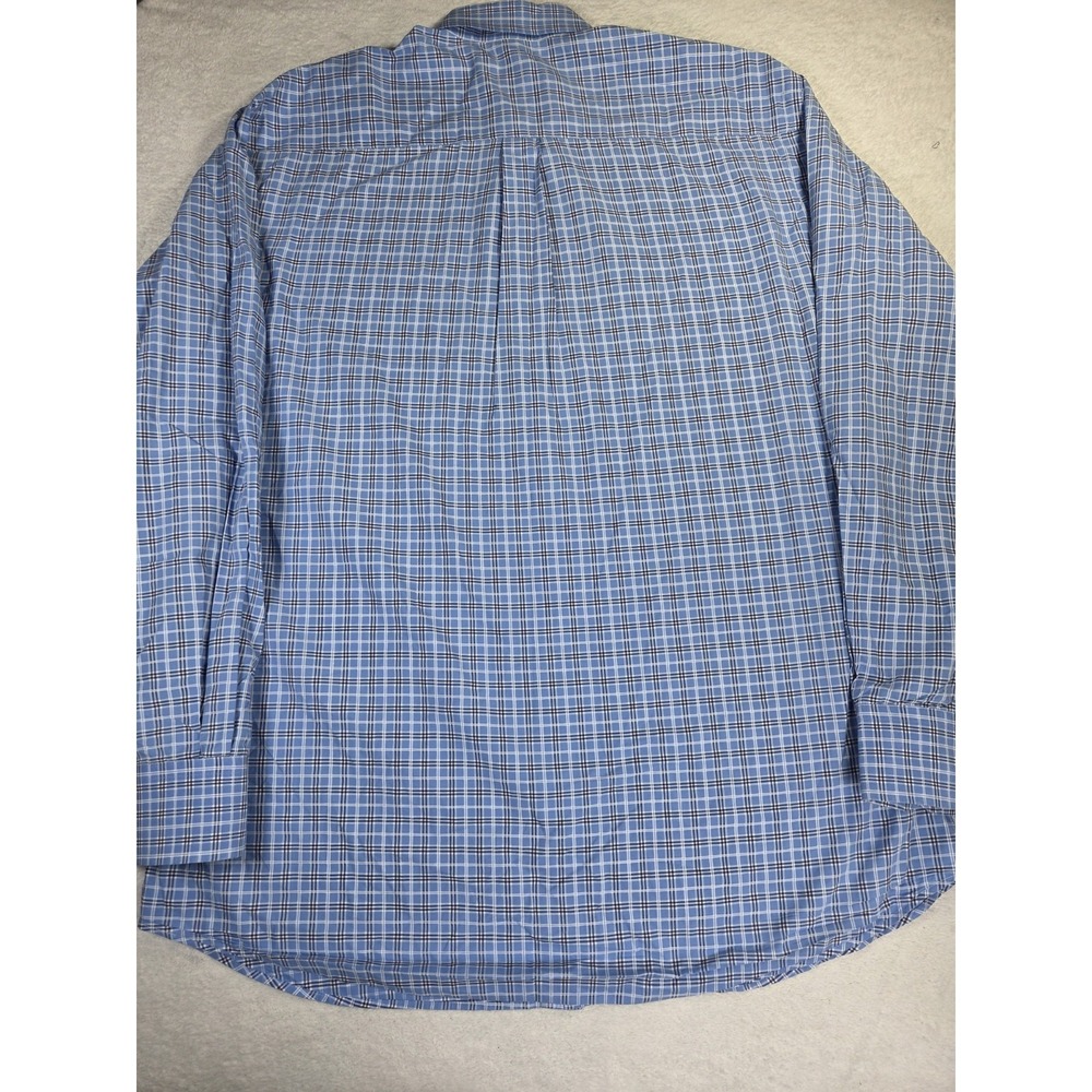 Peter Millar Crown Crafted Blue Plaid Button Down Men's Large Golf Dress Shirt - Picture 3 of 9